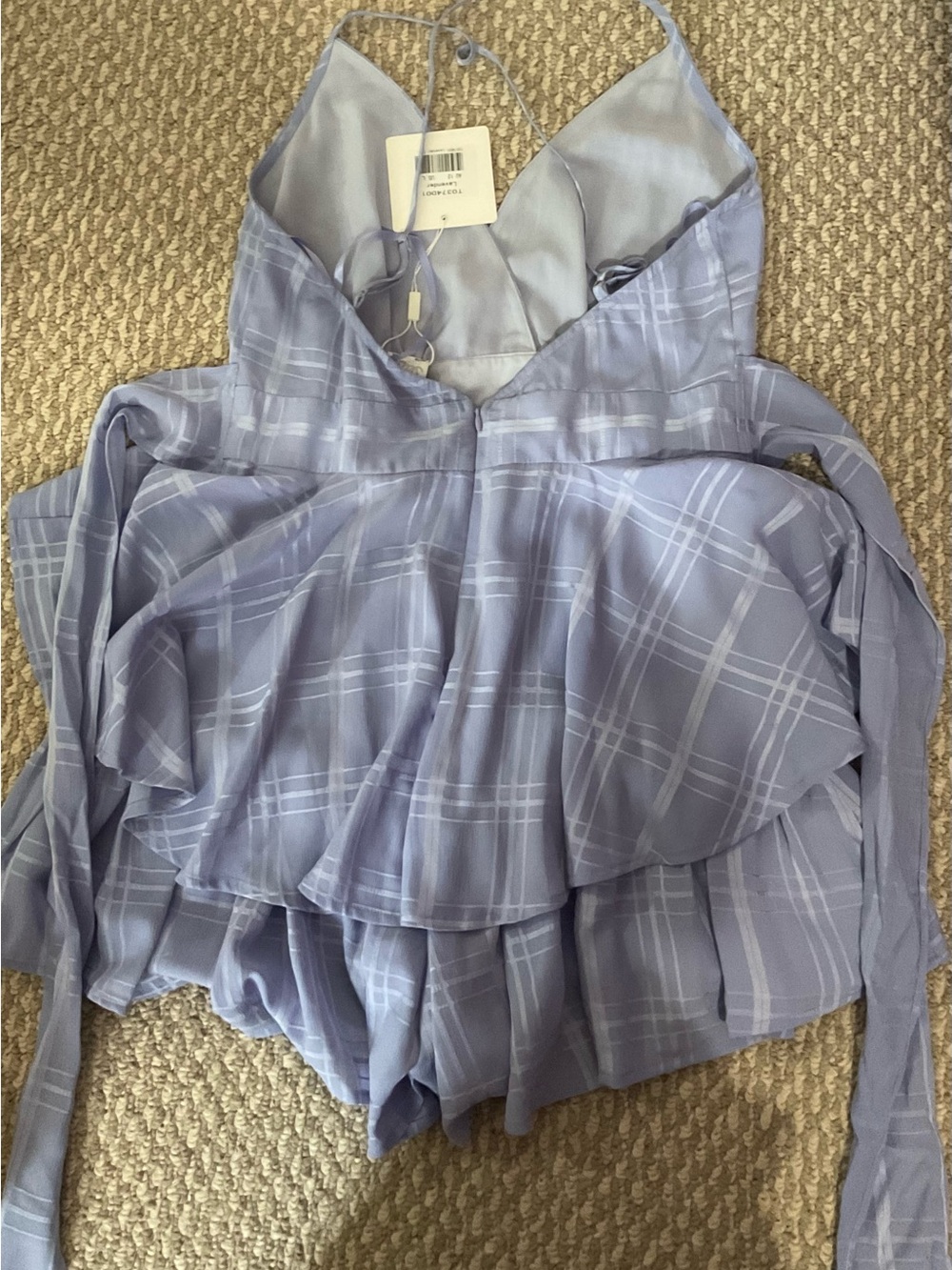 Selfie Leslie Lavender Plaid V-Neck Women's Romper - Picture 8 of 10